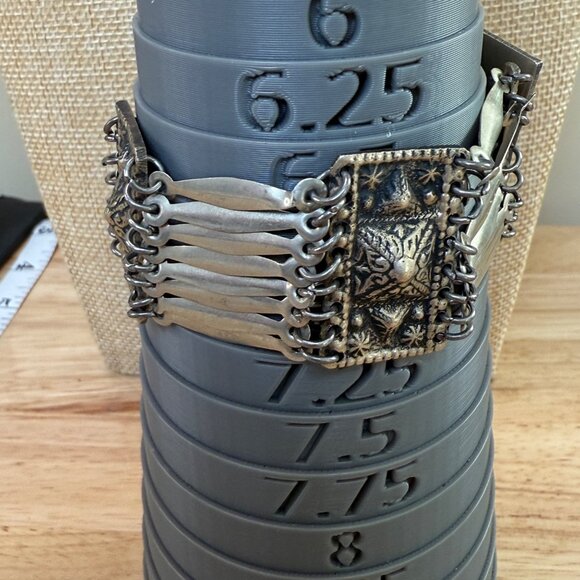 Vintage 1930-40s Mexico Sterling Silver 925 Pyramid Panel Bracelet Missing Link - Picture 11 of 11